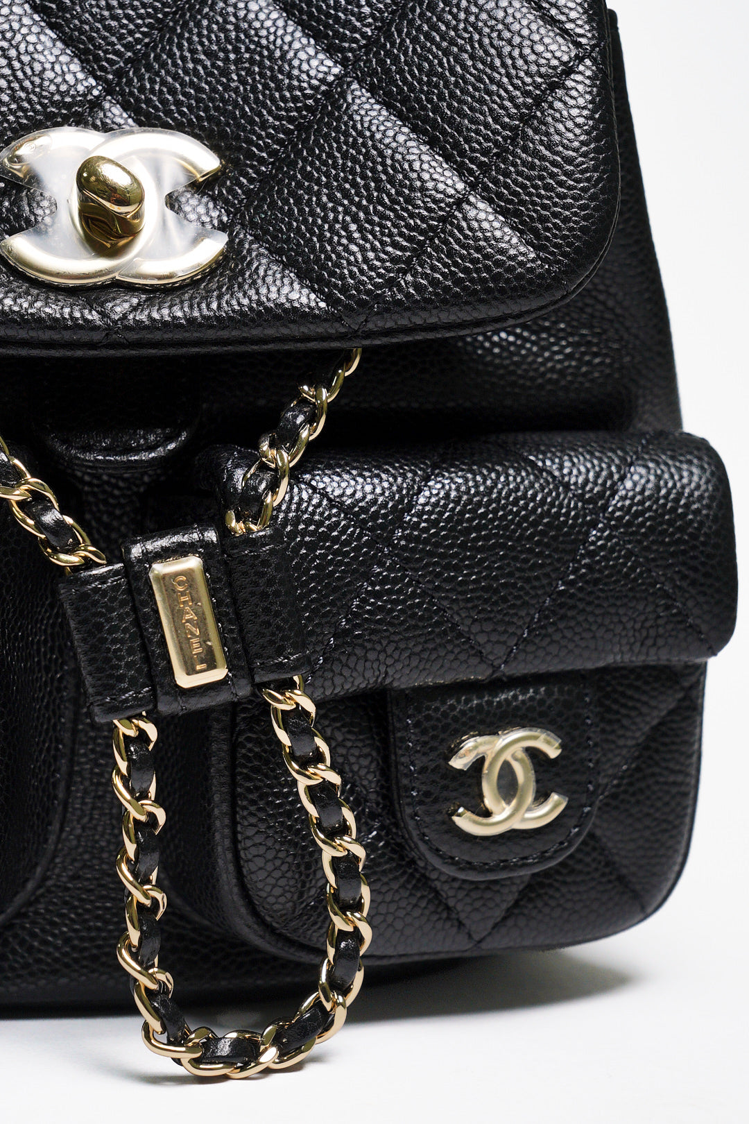 CHANEL 黑金雙肩包 青蛙包 小號