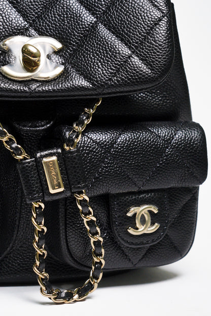 CHANEL 黑金雙肩包 青蛙包 小號