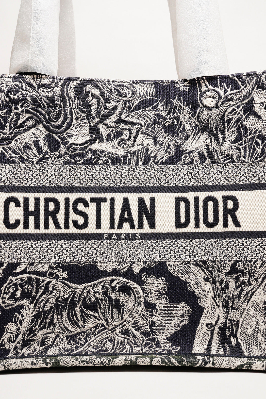 DIOR 藏青色叢林主題 中型刺繡托特包