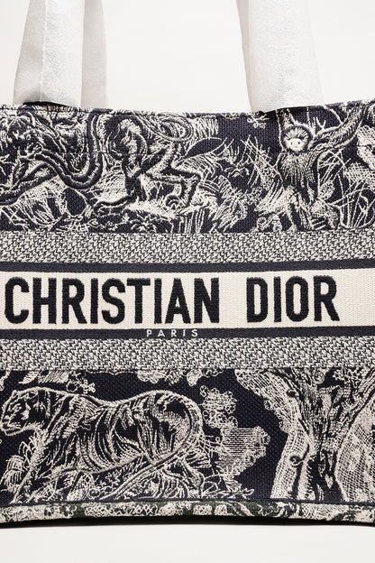 DIOR 藏青色叢林主題 中型刺繡托特包