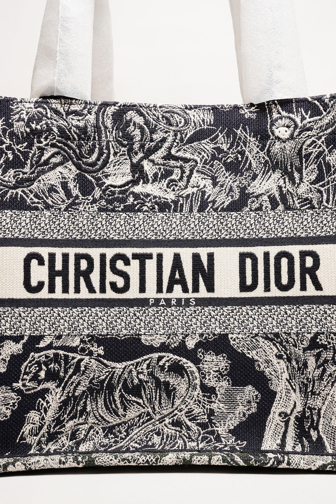 DIOR 藏青色叢林主題 中型刺繡托特包