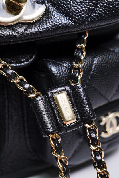 CHANEL 黑金雙肩包 青蛙包 小號