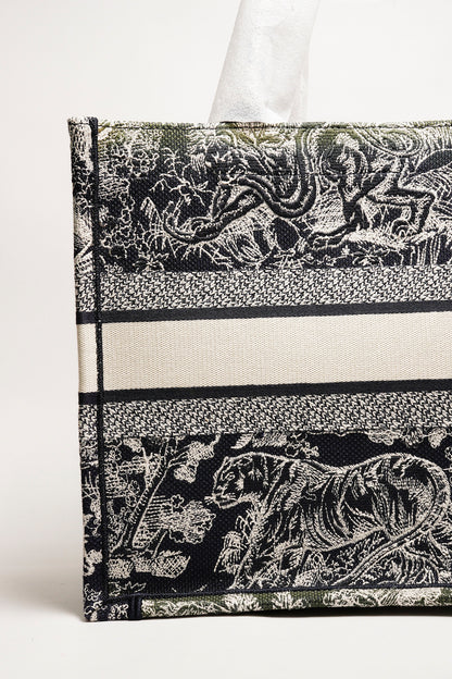 DIOR 藏青色叢林主題 中型刺繡托特包