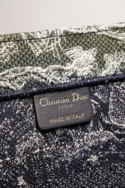 DIOR 藏青色叢林主題 中型刺繡托特包