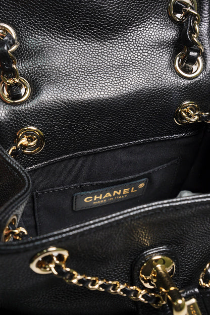 CHANEL 黑金雙肩包 青蛙包 小號