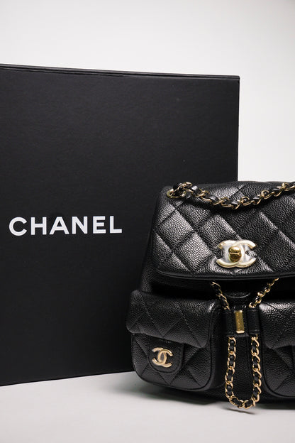 CHANEL 黑金雙肩包 青蛙包 小號