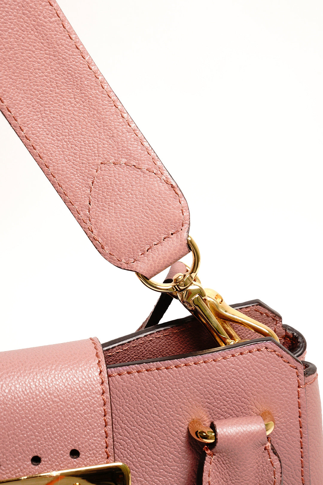 Burberry Buckle 牛皮純色字母logo 單肩包（玫瑰粉色）附兩種背帶