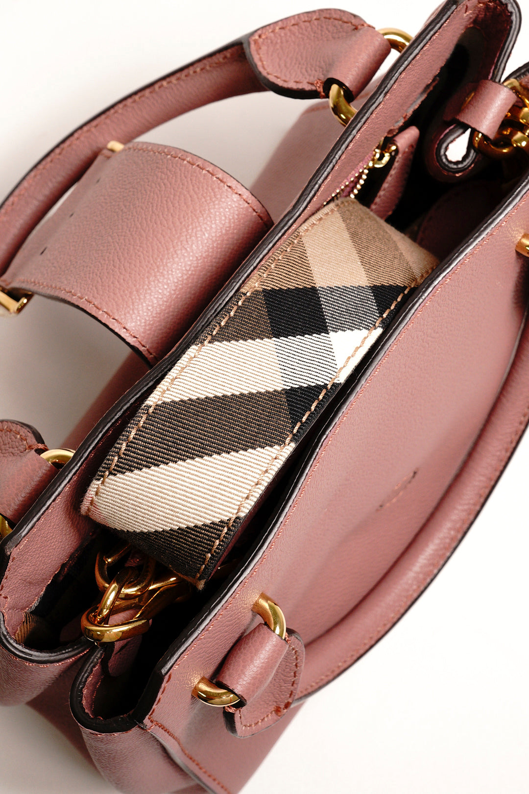 Burberry Buckle 牛皮純色字母logo 單肩包（玫瑰粉色）附兩種背帶