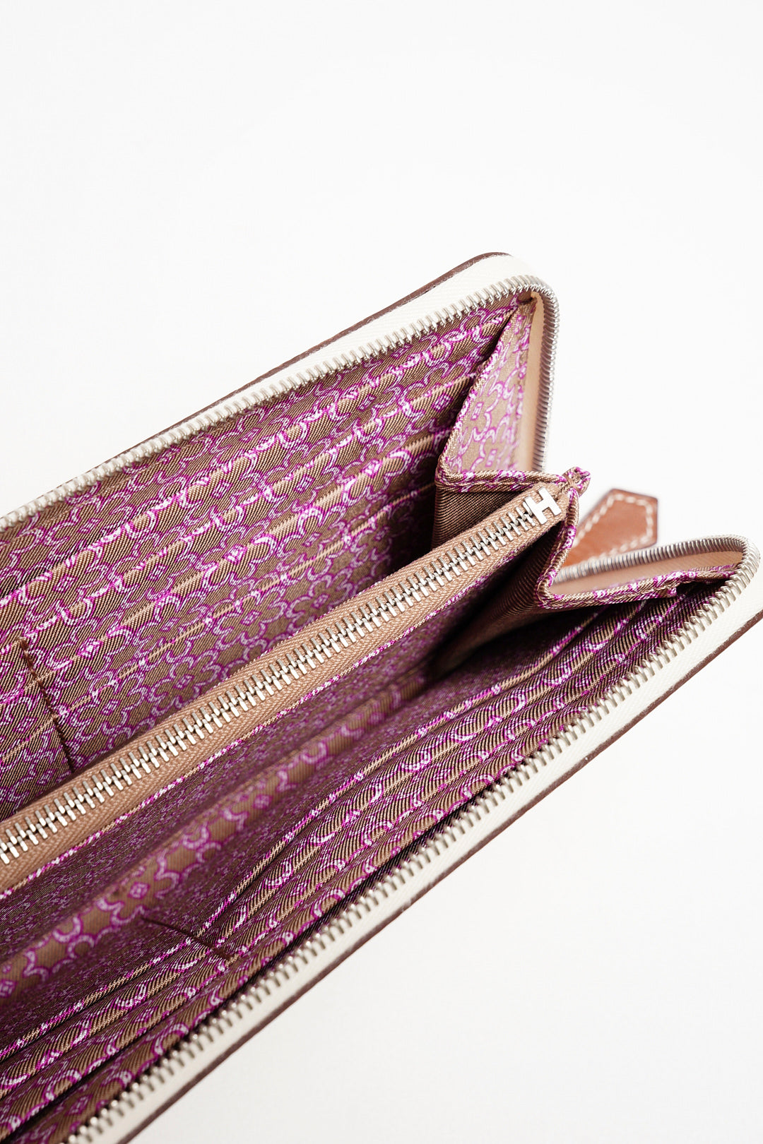 HERMES Silk'In Classique長夾 奶油白