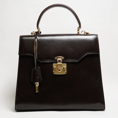 GUCCI 中古款 皮革手提公事包（深咖）