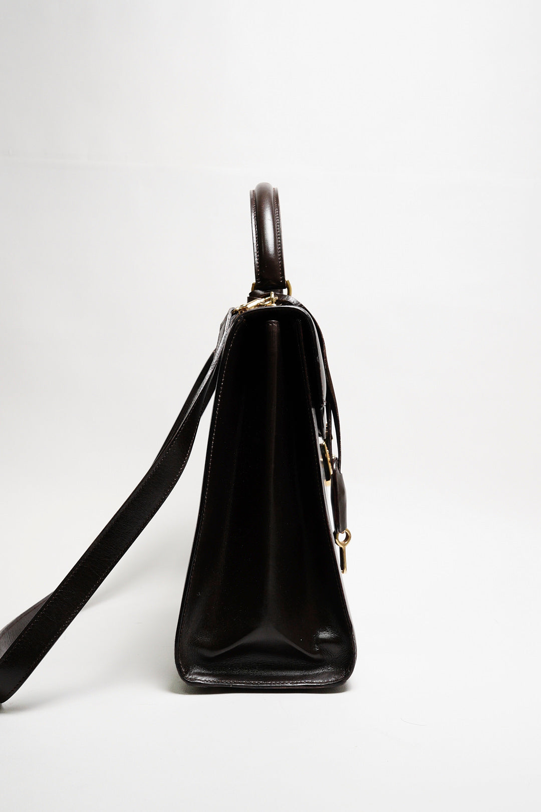 GUCCI 中古款 皮革手提公事包（深咖）
