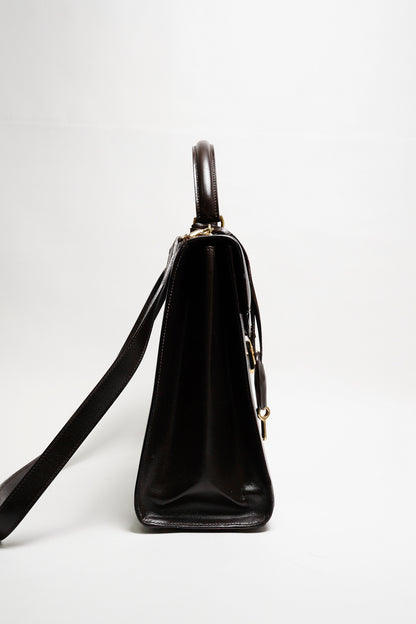GUCCI 中古款 皮革手提公事包（深咖）