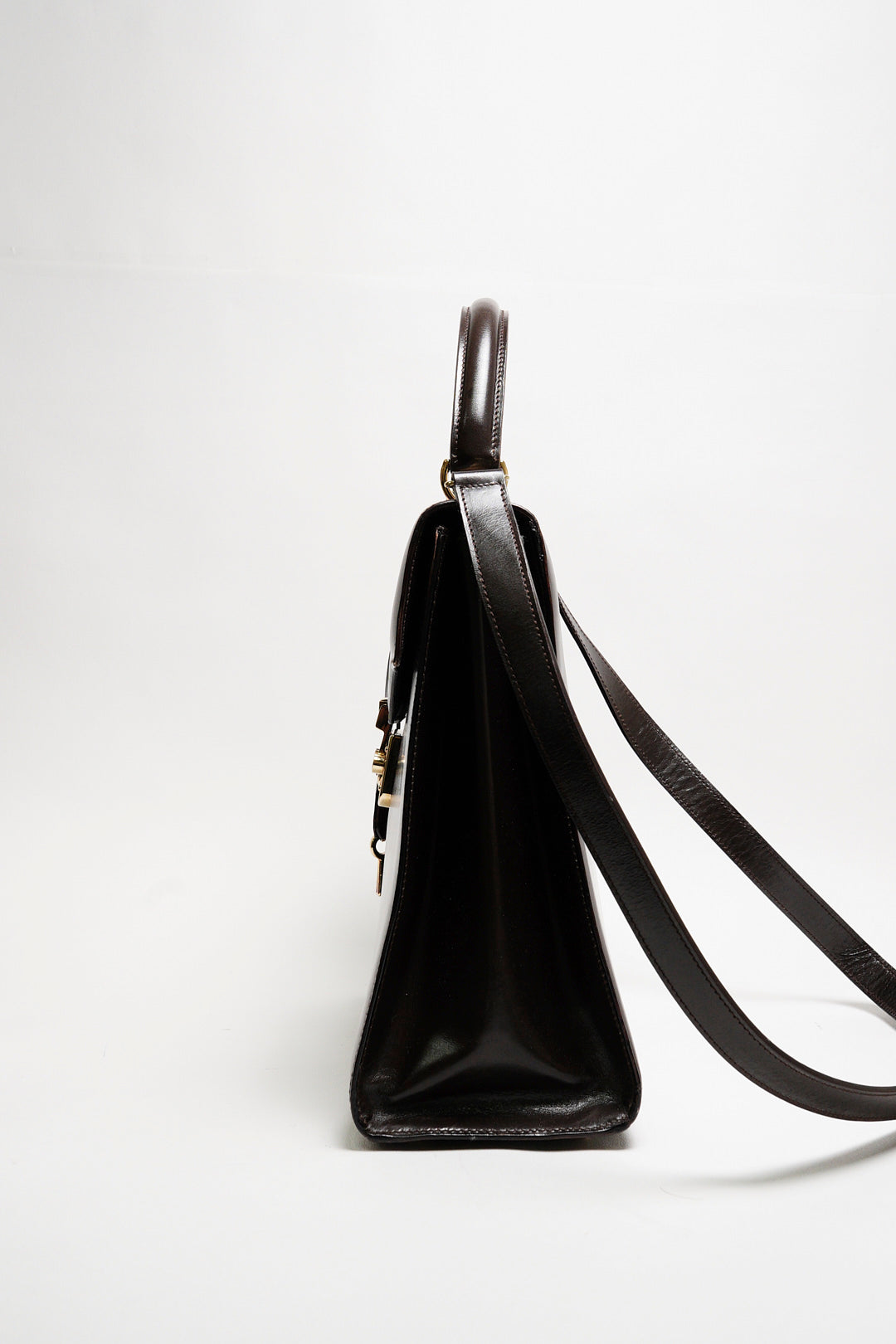 GUCCI 中古款 皮革手提公事包（深咖）