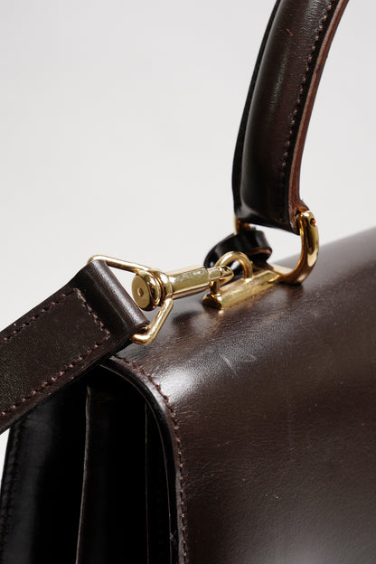 GUCCI 中古款 皮革手提公事包（深咖）