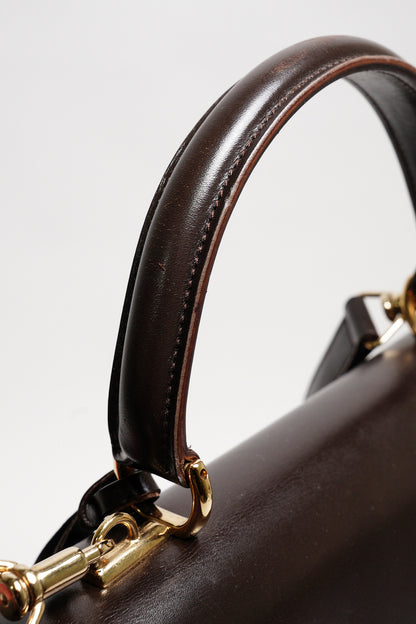 GUCCI 中古款 皮革手提公事包（深咖）