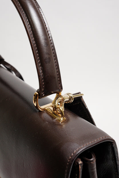 GUCCI 中古款 皮革手提公事包（深咖）