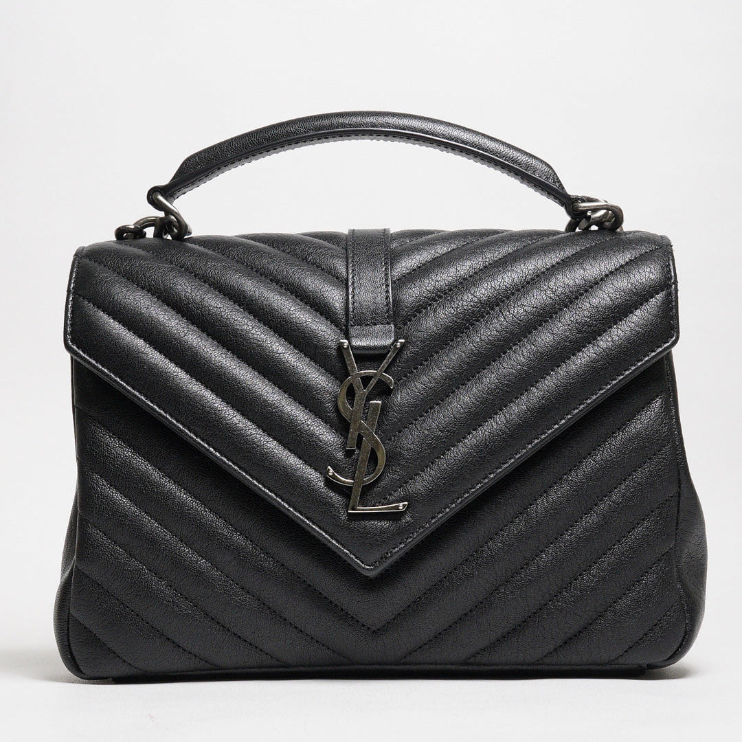 YSL Saint Laurent College 學院包/鏈條包（黑色/銀釦）