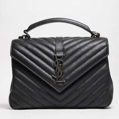 YSL Saint Laurent College 學院包/鏈條包（黑色/銀釦）