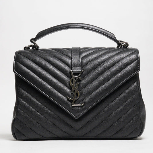 YSL Saint Laurent College 學院包/鏈條包（黑色/銀釦）