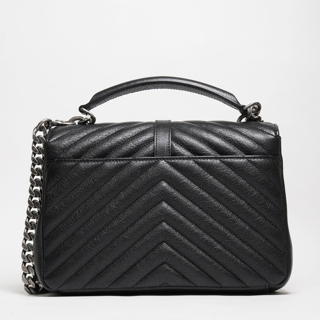 YSL Saint Laurent College 學院包/鏈條包（黑色/銀釦）