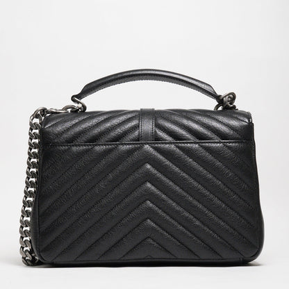 YSL Saint Laurent College 學院包/鏈條包（黑色/銀釦）