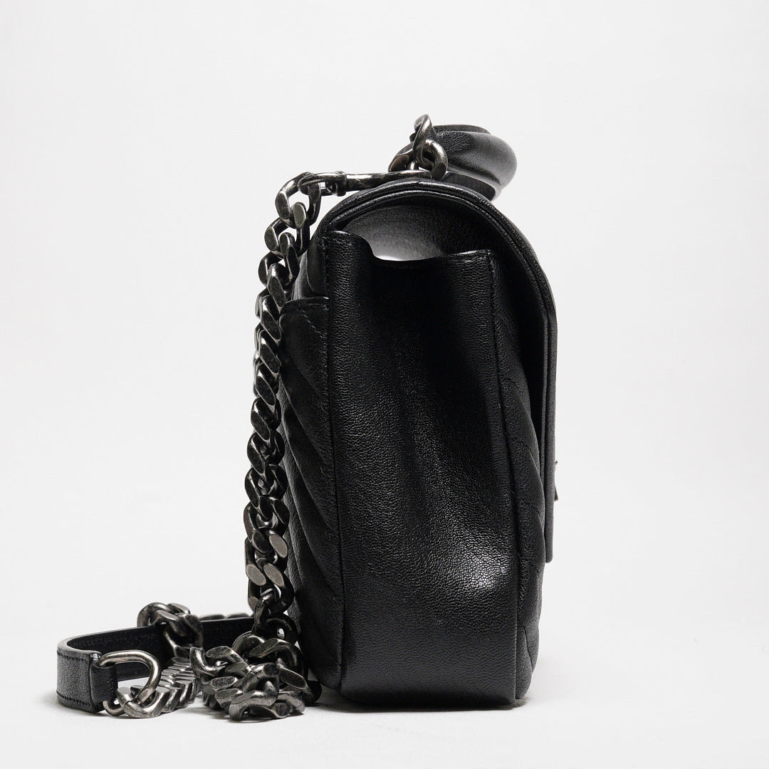 YSL Saint Laurent College 學院包/鏈條包（黑色/銀釦）