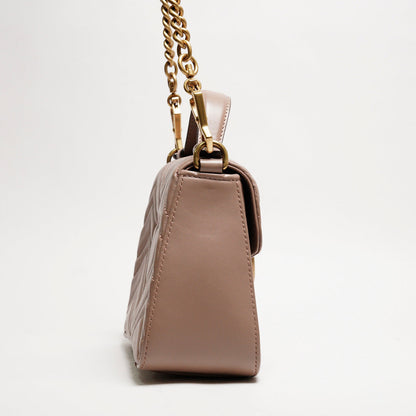 GUCCI GG Marmont 經典金屬雙G LOGO迷你手提兩用包(奶茶色）