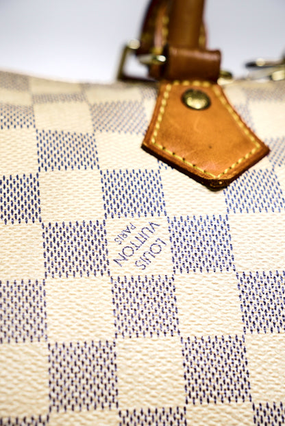 LOUIS VUITTON 白色棋盤 SPEEDY30