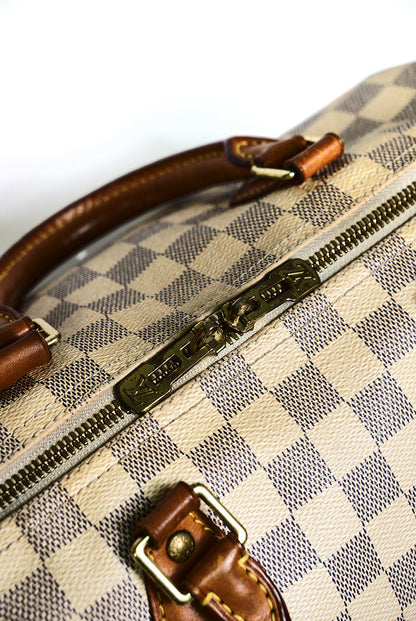 LOUIS VUITTON 白色棋盤 SPEEDY30