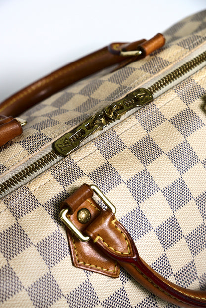 LOUIS VUITTON 白色棋盤 SPEEDY30