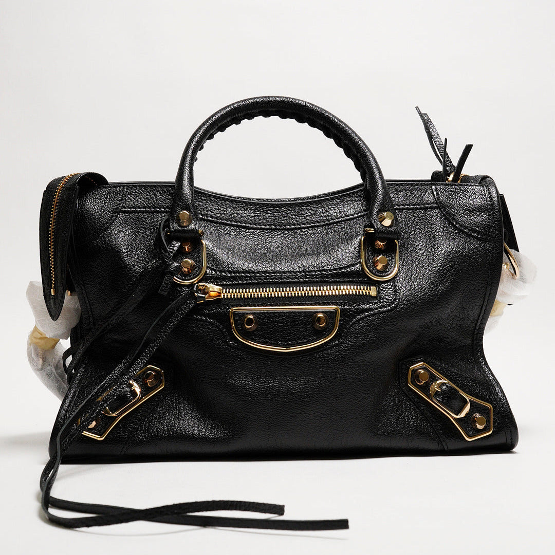 BALENCIAGA S edge city 機車包（黑金色）
