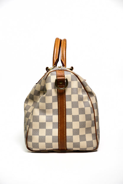 LOUIS VUITTON 白色棋盤 SPEEDY30