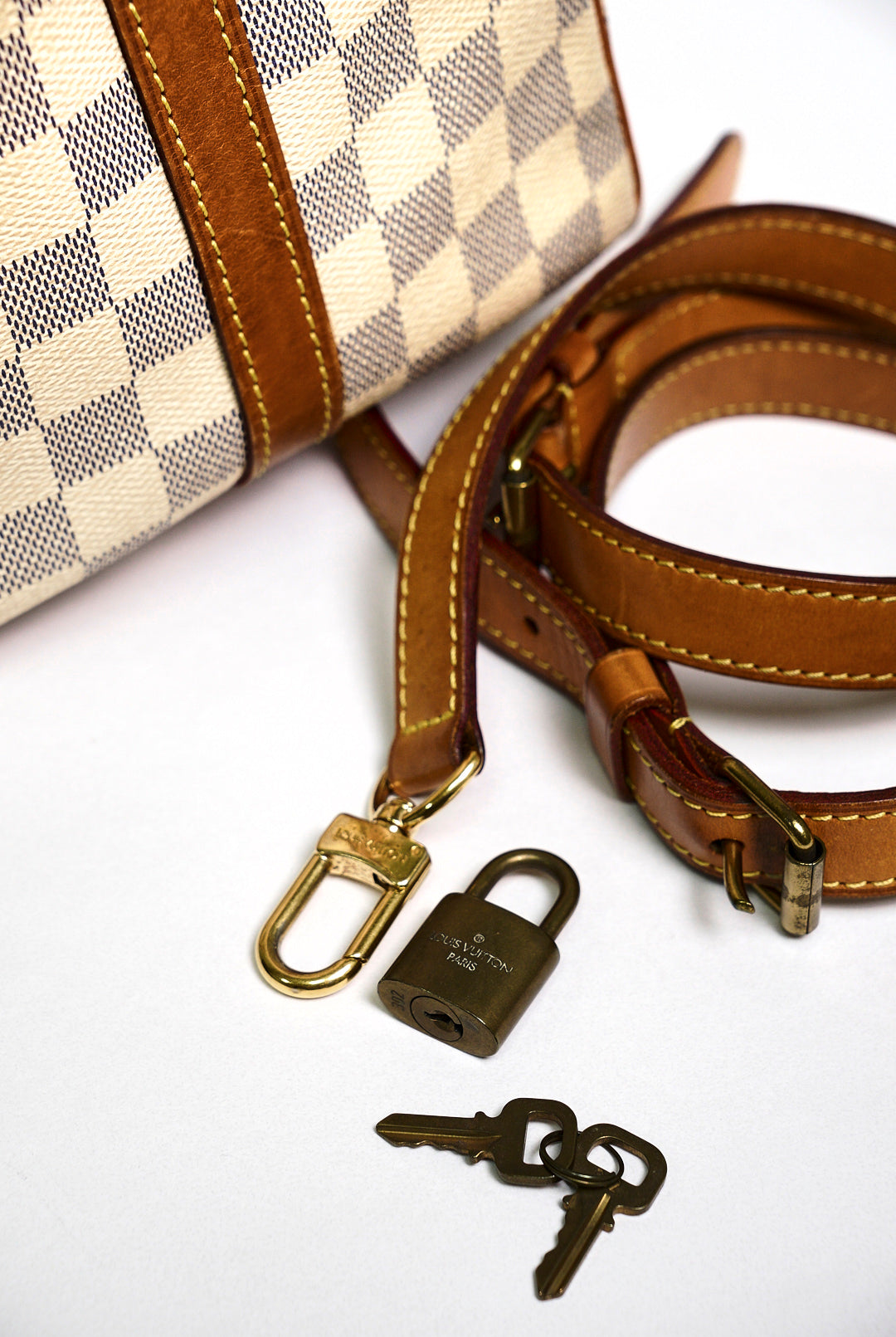 LOUIS VUITTON 白色棋盤 SPEEDY30