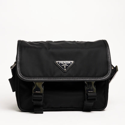 PRADA 普拉達 黑色 尼龍 皮革 Re-Nylon Saffiano 肩背包