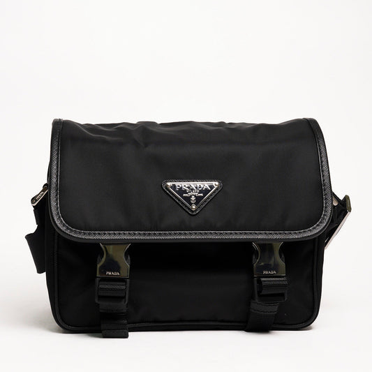 PRADA 普拉達 黑色 尼龍 皮革 Re-Nylon Saffiano 肩背包