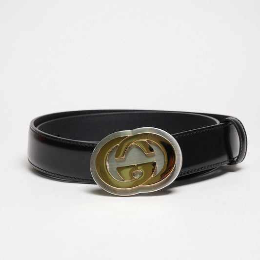 GUCCI 古馳經典 Interlocking GG仿舊皮革金屬女款