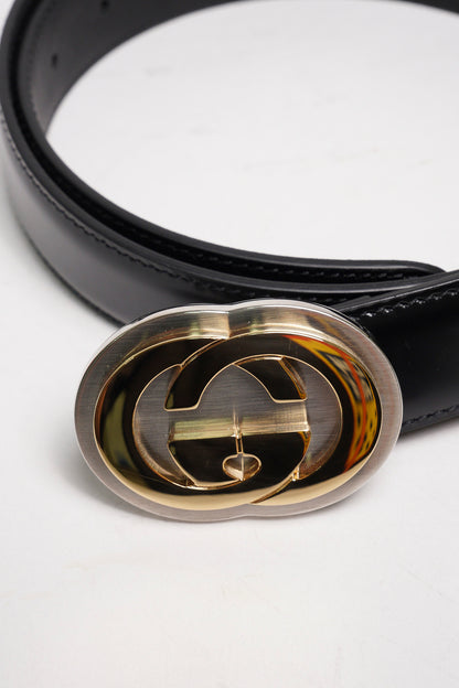 GUCCI 古馳經典 Interlocking GG仿舊皮革金屬女款