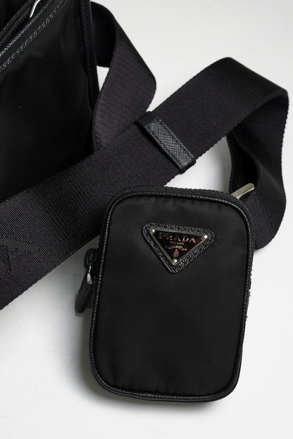 PRADA 普拉達 黑色 尼龍 皮革 Re-Nylon Saffiano 肩背包