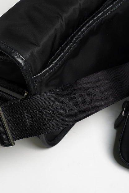 PRADA 普拉達 黑色 尼龍 皮革 Re-Nylon Saffiano 肩背包