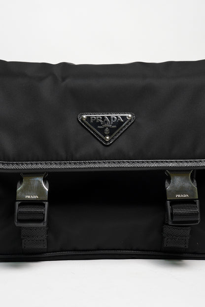 PRADA 普拉達 黑色 尼龍 皮革 Re-Nylon Saffiano 肩背包