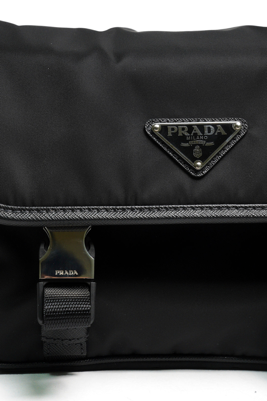 PRADA 普拉達 黑色 尼龍 皮革 Re-Nylon Saffiano 肩背包