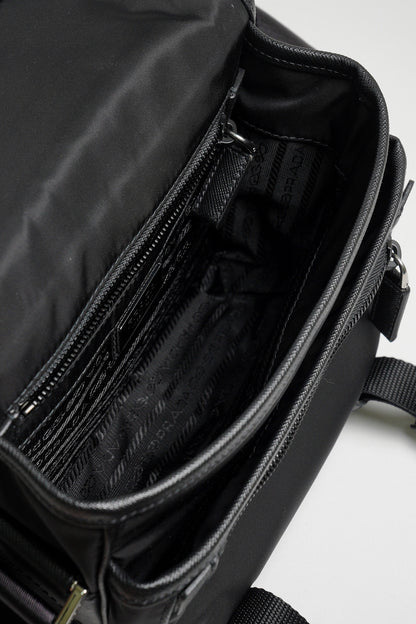 PRADA 普拉達 黑色 尼龍 皮革 Re-Nylon Saffiano 肩背包