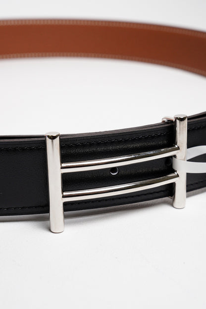 HERMES H銀 雙色皮帶  A刻