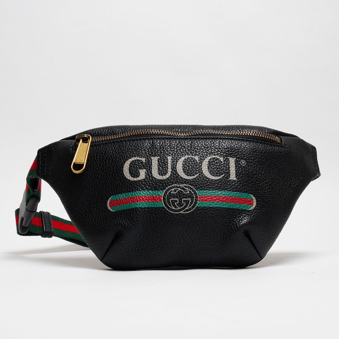 Gucci 綠紅背帶 胸/腰包 小號（黑色）