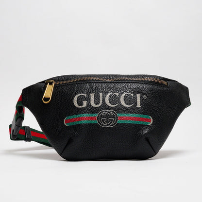 Gucci 綠紅背帶 胸/腰包 小號（黑色）