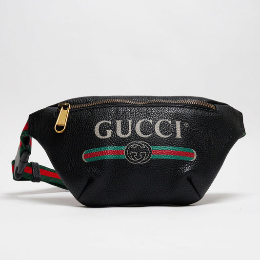 Gucci 綠紅背帶 胸/腰包 小號（黑色）
