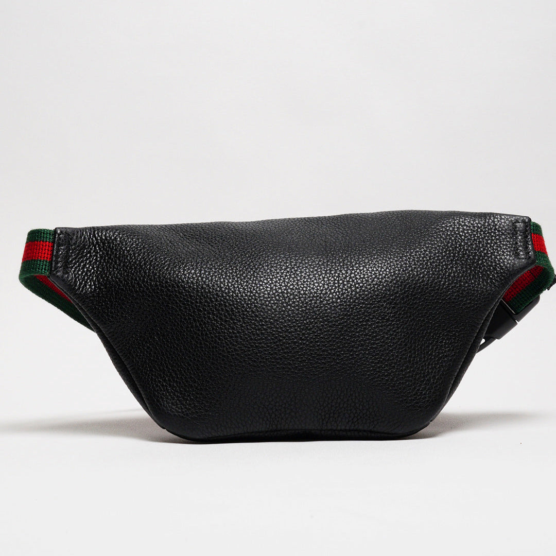 Gucci 綠紅背帶 胸/腰包 小號（黑色）