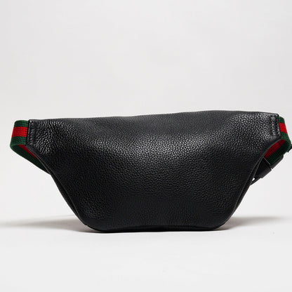 Gucci 綠紅背帶 胸/腰包 小號（黑色）