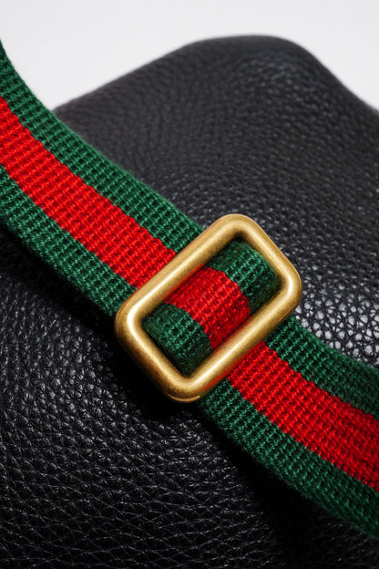 Gucci 綠紅背帶 胸/腰包 小號（黑色）