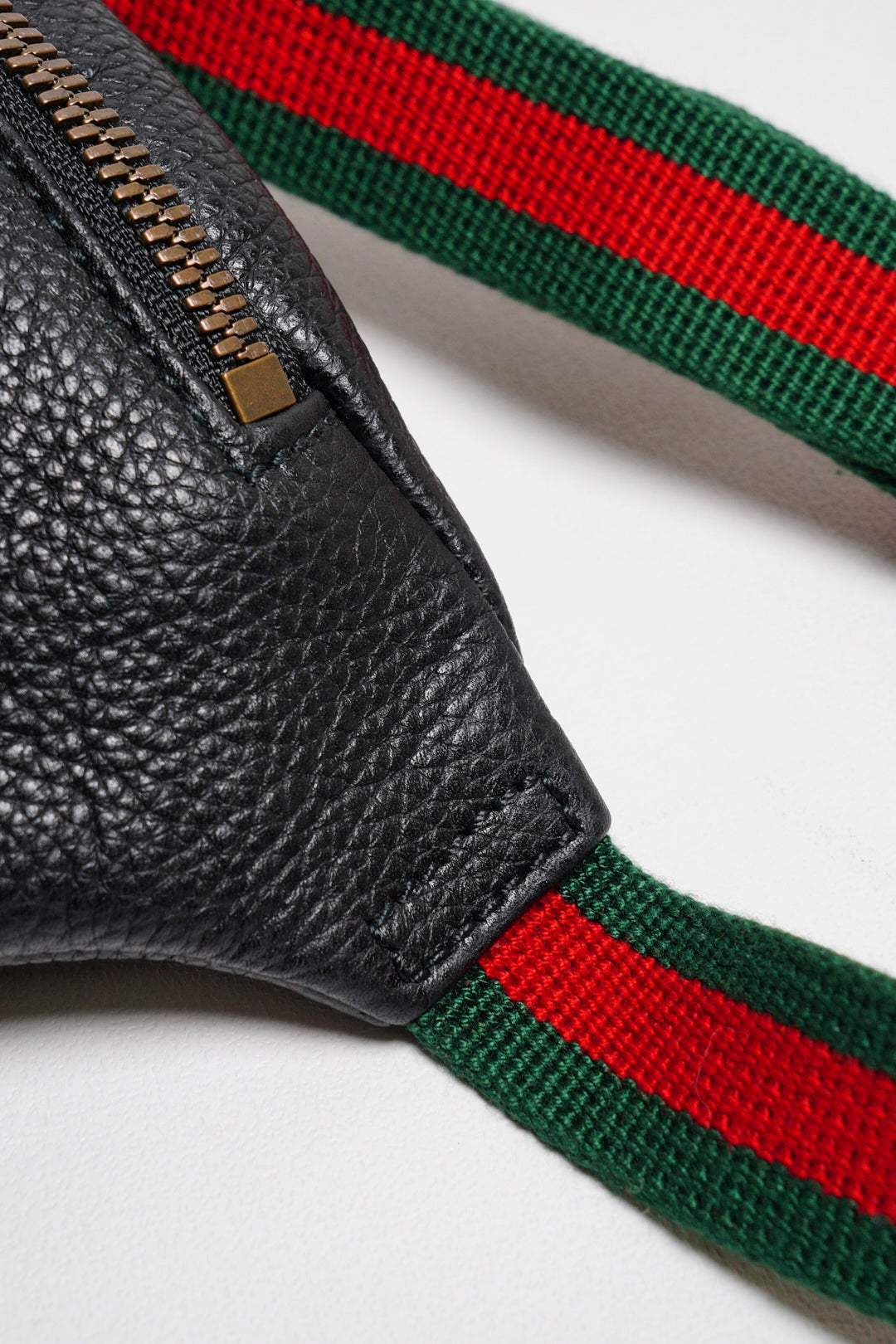 Gucci 綠紅背帶 胸/腰包 小號（黑色）